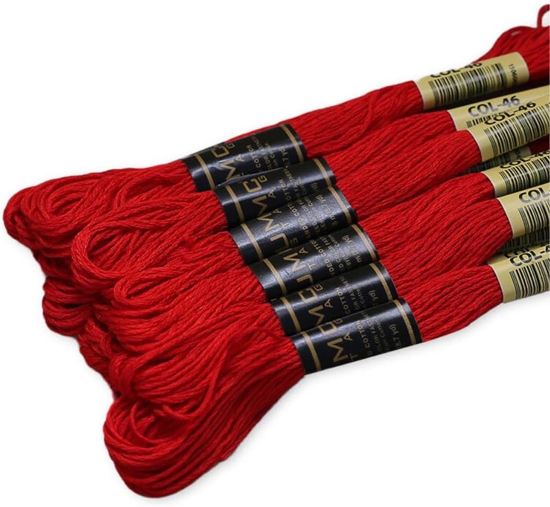 UMC STAG Pack of 12 Red Premium Embroidery Thread | 100% Egyptian Cotton Premium Skeins | Cross Stitch Embroidery Floss | Oeko TEX Certified Stranded Cotton | Ideal for Arts & Crafts (Bright Red 46) - Image 2